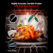 LABART TP826 Wireless Dual Meat Probe Cooking Thermometer with HI/Low Alert, IPX4 Food Grill Thermometer